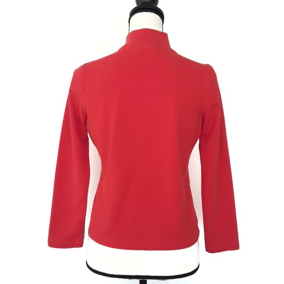 Liz Claiborne Red Mock Neck Front Zip Fitness Sweater - Picture 7 of 13